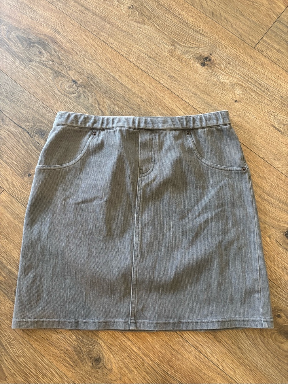 Hue Grey Soft Jean Stretchy  Mini Skirt